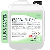 MAXXI CLEAN | 5 l Essigsäure 49,5% | Ideal als Reiniger und Entkalker | Für Haus und Garten | Essigsäure in Premium Qualität – Made in Germany