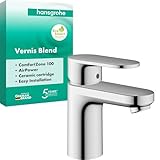 hansgrohe Vernis Blend - Waschtischarmatur ohne Ablauf, Wasserhahn Bad mit Auslauf Höhe 88 mm, Mischbatterie Waschbecken wassersparend (EcoSmart), Chrom, 71580000