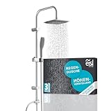 EISL Duschset EASY FRESH, Duschsystem ohne Armatur 2 in 1 mit großer Regendusche (250 x 200 mm) und Handbrause, Regendusche ohne Armatur ideal zum Nachrüsten, komplettes Montageset, Chrom DX12006