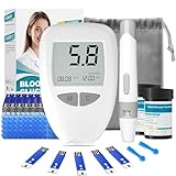 Blutzuckermessgerät mit Blutzuckerteststreifen und Lanzetten Komplettes Diabetes-Testset 1 Blutzuckermessgerät 50 Teststreifen 50 Lanzetten Stechhilfe Reisetasche Ergebnisse in 5 Sekunden Keine Codier