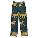 Mnsruu Schlafanzughose für Jungen mit Taschen, Leopardenmuster, Dunkelgrün, für Mädchen, bequeme Nachtwäsche, elastischer Bund, Pyjamahose, Kinder-Pyjamahose für 6–14 Jahre, #01, 10-12 Years