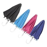 Kisangel 4 Stück Teiliges Kleine Fahrrad Regenschirme mit UV Schutz Ultraleichte Sonnenschirme in Blau Schwarz Hellblau und Violett Dekorative Miniatur Sonnenschirme für Handy