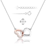 LOLIAS 925 Sterling Silber Herz Halskette Damen Liebes Ketten Roségold Und Silber Mit Anhänger Schmuck Geschenk Für Freundin/Tochter/Mutter Geburtstag Muttertag
