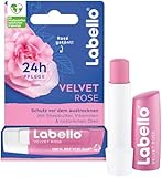 Labello Velvet Rose Lippenpflegestift, Lippenpflege mit dezentem Rosenduft für 24h Feuchtigkeit, pflegender Lippenbalsam mit Sheabutter und Jojoba-Öl (4,8 g)
