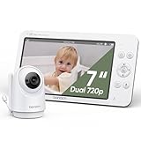 bonoch 7 Zoll Babyphone mit Kamera, 720P HD 6000mAh Akku Video Babyphon, Nachtsicht,beidseitige Audiofunktion, Remote-PTZ, VOX-Modus, Temperatursensor, 8 Schlaflieder