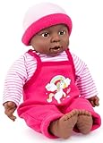 Bayer Design 94001AI Funktionspuppe, Babypuppe interaktiv, sprechend, weicher Körper, 40 cm, dunkelhäutig, Rosa