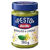 Barilla Pesto Basilico e Limone 12x190g | Glutenfreie Italienische Pasta-Sauce mit einer Note von Limone / Zitrone und Basilikum, Nudel-Soße, grünes Pesto