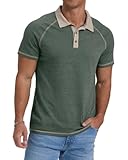PrinStory Polo Shirt Herren Kurzarm Oberteile Hautfreundlich Casual T-Shirt Komfortabel Atmungsaktiv Sommer Polo Shirt (Grün,XXL)