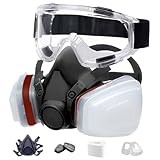 Schutzmaske, 18 in 1, Malmaske, wiederverwendbar, mit Staubfilter, Atemschutzmaske mit Filter für Spritzen, Malerei, Arbeiten, Chemikalien, Basteln, Schleifen, Schwarz
