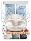 PUREVA Flow Luftentfeuchter ohne Strom bis 25m² [NEUESTE FORMEL] Raumentfeuchter ohne Strom mit 450g Entfeuchter Granulat - Raumluftentfeuchter - Feuchtigkeitsabsorber für ein angenehmes Wohnklima
