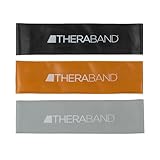 THERABAND Langlebige professionelle Widerstandsbänder für Kraft- und Flexibilitätsübungen, Pilates, Yoga, Stretching und Physiotherapie, 30,5 cm kontinuierliche Locken (Schwarz, Silber, Gold)