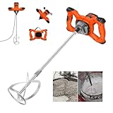 Orange Rührwerk mit starken 2600 Watt – Farb-Mörtelrührer Betonrührer – robustes 6-Gang-Metallgetriebe – Mit großem Rührquirl Ø120 mm und ergonomischem Griff - Rührwerk Handrührwerk