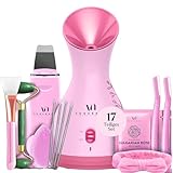 3-in-1-Nano-Ionen-Gesichtsdampfer Spa-Set | Gesichtssauna mit Aroma Diffuser und Handtuchwärmekammer | 8 Bonus-Spa-Produkte | Porenreiniger Gesicht Hautreinigungsgerät| Geschenkbox, Geschenkset Frauen