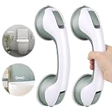 TNOMSNO 2 Stück Senioren Duschgriff, Saugnapf-Griffe für das Badezimmer, ohne Bohren, Schnellverschluss, Griffe mit Saugnapf aus Gummi für glatte Fliesen