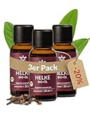 Heldengrün® BIO Nelkenöl [100% NATURREIN] Nelkenöl zum Einnhemen - Echtes Gewürznelkenöl - Ätherisches Nelkenöl Zahnschmerzen -Nelken Duftöl Clove Oil - 3 x 30 ml