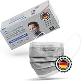 Charlemain 50x OP Masken, Made in Germany, EN 14683 Typ IIR, Medizinischer Mund-Nasen-Schutz, BFE 99,9% 3-lagig, Latexfrei, MNS, Einweg-Gesichtsmasken - Grau