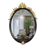 Ovaler Wandspiegel, schwarz gerahmt, Vintage-Badezimmerspiegel, rustikaler dekorativer Wandspiegel für Zuhause, Schminktisch, 55 x 35,5 cm