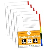 perfect line - Ordner-Register DIN-A4 aus Kunststoff (PP), 5 Taben (5-teilig), 5er Set, Trennblätter für Akten-Ordner, recycelbar, made in Germany