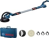 Bosch Professional Trockenbauschleifer GTR 55-225 (550 Watt, Schleifteller-Ø 215mm, inkl. 1x Schleifblatt M480, 1x Schleifteller-Set weich, 3x Kabelclip, Handwerkerkoffer)