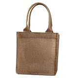 VILLCASE Wiederverwendbare Kleine Jutetasche mit Henkel Wasserabweisend Beschichtet Umweltfreundliche Einkaufstasche für Hochzeit Party und Alltag Robustes Jutematerial Platzsparend und