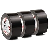 WELSTIK Professionelles Klebeband, 48 mm x 27 m, wasserdicht, für Reparaturen, Heimwerker, Handwerk, Innen- und Außenbereich, panzertape Schwarz, 3 Stück