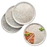 MamboCat 4er Set Pizzateller Stone Drops I Ø 33 cm I für 4 Personen I große Pizzateller aus Porzellan mit 3D Stein-Optik I für Pizzen oder zum Anrichten I XL-Speiseteller, Servierplatte