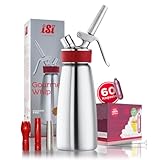 ISI Sahnespender 500 ml, Gourmet Whip Plus, 0.50 Liter, aus hochwertigem Edelstahl, Betrieb Sahnekapseln, für Sahne, warme und kalte Saucen, Suppen, Espumas und Desserts, mit 60 Sahnekapseln