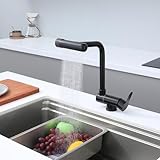 vorfenster küchenarmatur klappbar schwarz,4 modus wasserhahn, Hochdruck Wasserhahn Küche Vorfenster, Vorfenster Armatur Flexible Mischbatterie Küche,Aus 304Edelstahl (Schwarz)