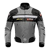 BORLENI Motorradjacke Herren Motorrad Jacke Winddicht mit Protektoren Protektoren Jacke Roller Biker Touren Damen Grau L