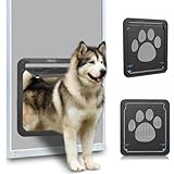 Ownpets Hundeklappe, Magnetische Hundetür mit automatische verschließbare Fliegengitter, Haustierklappe Schwarz, für Hunde & Katze, Innenmaße 36x30,5x1,25, Groß