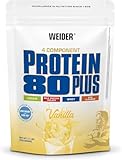 WEIDER Protein 80 Plus Mehrkomponenten Protein Pulver, Eiweißpulver für cremige, unverschämt leckere Eiweiß Shakes, Kombination aus Whey, Casein, Milchprotein-Isolat & Ei-Protein, Vanille, 500g