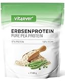 Erbsenprotein Pulver 1,1 kg / 1100 g - 87% Proteingehalt - 100% Erbsen-Proteinisolat - Herkunft Belgien - Vegan - Reines Eiweißpulver - Laborgeprüft - Frei von Gluten, Soja und Laktose