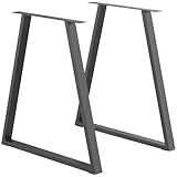 HOMCOM Tischbeine, 2er-Set Tischkufen, Dreieckig Möbelfüße aus Stahl, 70 x 72 cm Tischgestell für Esstisch, Couchtisch, Schreibtisch, Stahl, Schwarz