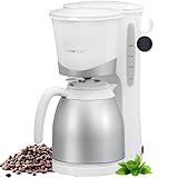 Clatronic® Kaffeemaschine mit Thermoskanne | für 8-10 Tassen Kaffee | kein Temperaturverlust | Filterkaffeemaschine | 1 Liter | Coffee machine | Filterkaffeemaschine mit Thermoskanne | KA 3327 weiß