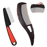 2 Stück Läusekamm Schuppenkamm Dandruff Comb Rostfreier Stahl Flohkamm Stainless Steel Fine Tooth Comb Läusekamm mit Silikongriff für Pflegen und Entfernen von Schuppen Oder LäusenLäuse