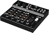 IMG 200250 STAGELINE MXR-4, 4-Kanal Audio-Mischpult mit integriertem MP3-Player, Bluetooth-Empfänger und DSP-Effekteinheit, Audio-Console mit 2 Mono-Eingangskanälen mit Gainregler, Mix-Pult in Schwarz