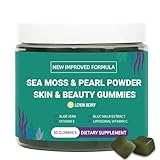 Sea Moss & Pearl Pudergummis für Haut und Schönheit, natürliche Ergänzung mit Vitamin C, E, Aloe Vera, Zitronenbeere, 30 Gummibons für Haare, Haut und Nägel