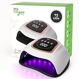 LAC FOR YOU UV-LED-Nagellampe 72 LEDs 365 + 405 nm – Semipermanenter Nageltrockner mit automatischem Sensor, 4 Timer, Low-Heat, abnehmbare Basis, LCD-Display – UV-Lampe, Hände & Füße