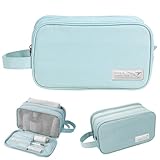 Namenand Kulturbeutel Herren & Damen,Premium Kosmetiktasche mit 3-Fach-Organizer,Wasserfester Rasierbeutel für Kulturzubehör,Ideal für Travel Essentials - Hellblau