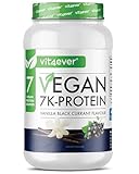 Vegan 7K Protein - 1kg - Vanille schwarze Johannisbeere - Rein pflanzliches Eiweißpulver mit Reis-, Mandeln-, Soja-, Erbsen-, Hanf-, Cranberry-, Sonnenblumenprotein