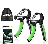 zenlete Profi Fitness Handtrainer, 2-er Set Fingerhantel einstellbar von 5-60 kg, Fingertrainer Unterarm-Trainer Trainingsgerät mit starker Feder für mehr Griffkraft + E-Book mit Übungen