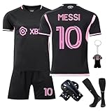 Pardofelis Trikot für Kinder Erwachsener, Fußball Trikot Heim/Auswärtstrikot, Outdoor Football Jersey Trikots, Fussball T-Shirt Shorts Socken und Knieschützer Set für Junge Herren Anzug (24, Schwarz)