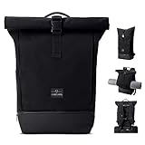 Johnny Urban Rucksack Damen & Herren Schwarz - Allen Medium - Rolltop Mit Laptopfach für Uni Fahrrad Business - 15L - Nachhaltig - Wasserabweisend