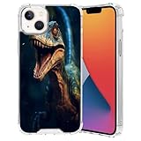 Xioolia Transparente Schutzhülle für iPhone 15, 14, 12, 13, 11, 7, 8, 6s, 6 Pro Max Plus, Mini, XR, X, XS, Max, SE, mit Dinosaurier-aa652, vier Ecken, TPU-Silikon