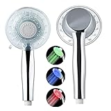 Led Handbrause Duschkopf Großer, Handhled Duschbrause Wassersparend, 3 Farben Farbwechsel Temperaturregelung, 2 Modi Einstellbar, Verchromter Duschköpfe Brausekopf Dusche Regendusche Sparduschkopf