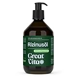 GreatVita Rizinusöl 500 ml - 100% reines kaltgepresstes Öl, nativ Ph. Eur., Wimpern Serum, Haaröl, natürliche Haarpflege