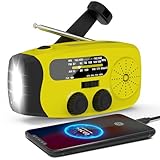 Emergency Hand Crank Radio,7400mWh AM/FM/NOAA Solar with USB Charged and LED Flashlights for Hurricane
