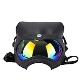 Generic Hundehelm, Atmungsaktives, Leichtes Design, Hundesonnenbrille, Haustierbrille für Outdoor-Reiten, Fahren, Wandern (Schwarzer Rahmen, rote Linse)
