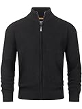 Indicode Herren INLayton Strickjacke mit Stehkragen und Reißverschluss | Cardigan Feinstrickjacke für Männer Black, L