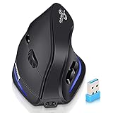 ECHTPower 2.4G Vertikale Ergonomische Maus Wireless, Wiederaufladbare kabellose Funkmaus Computermaus für Büro/Home Windows PC, Vertical Ergonomic Mouse 2400 DPI, 6 Tasten, Rechtshänder